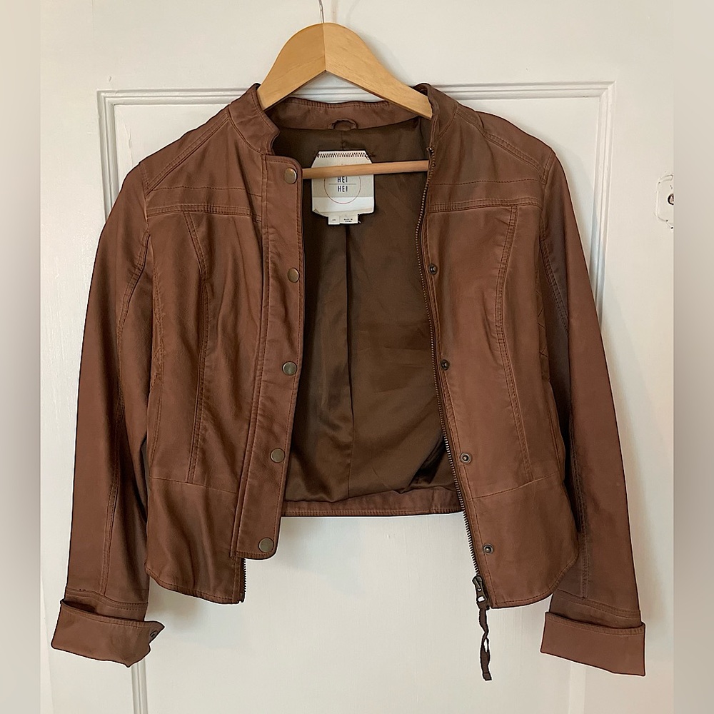 Tan, leather jacket